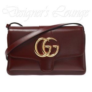 NEW GUCCI Arli Interlocking GG Burgundy Leather Crossbody / Shoulder Bag $1,980